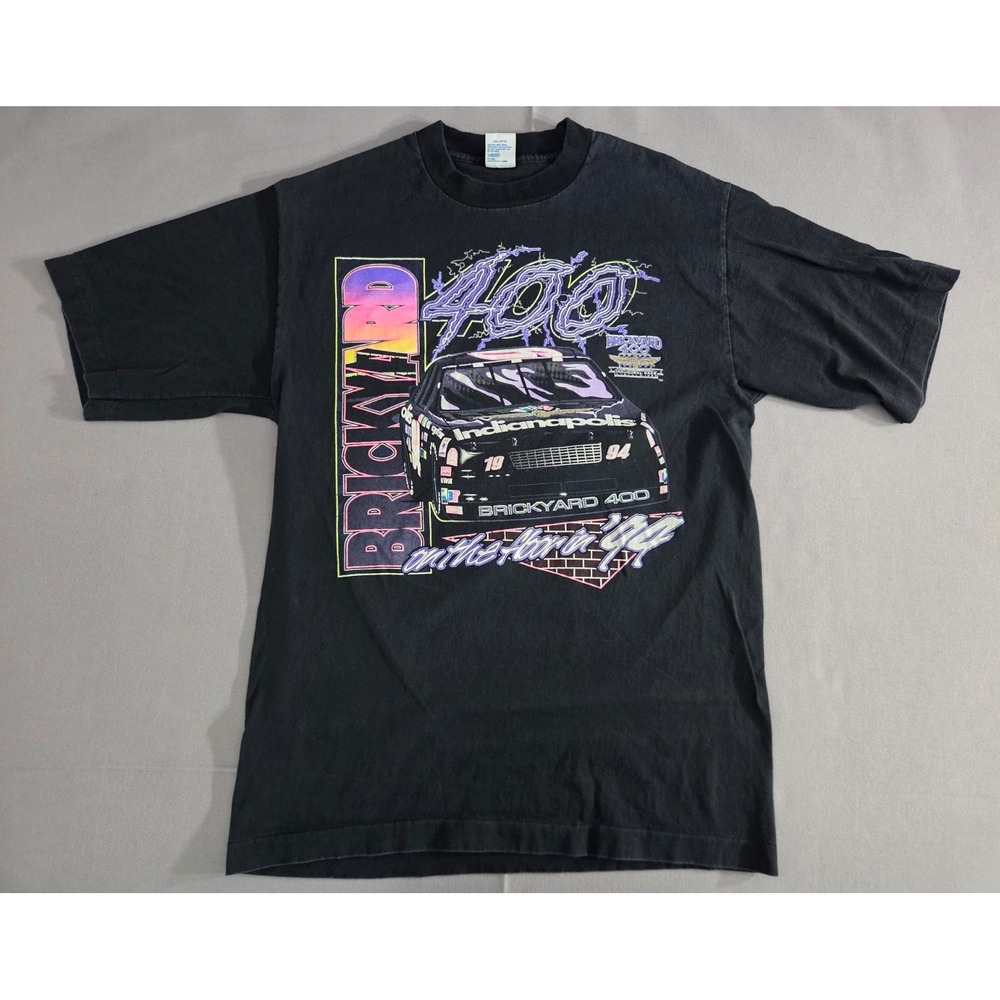 Vintage Logo 7 Shirt Mens Large Black Purple Brickyard 400 Nascar Racing 1994
